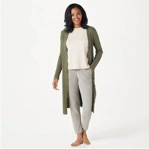 BAREFOOT DREAMS CozyChic Lite Catalina Long Cardigan Olive Green